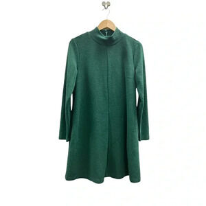 GAP Long Sleeve Mock Neck Swing Dress Size Green Modern Holiday Christmas Mid